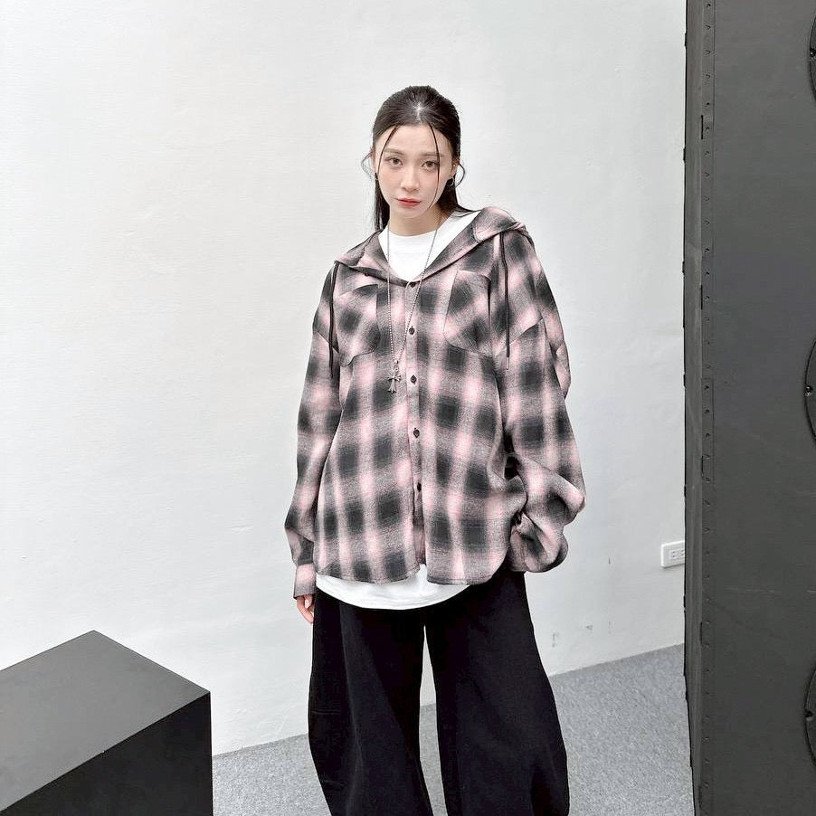 #C423 Checkered Hooded Jacket