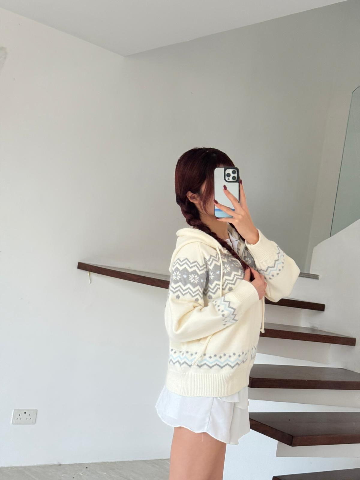 #JNY02 Fair Isle Hooded Cardigan