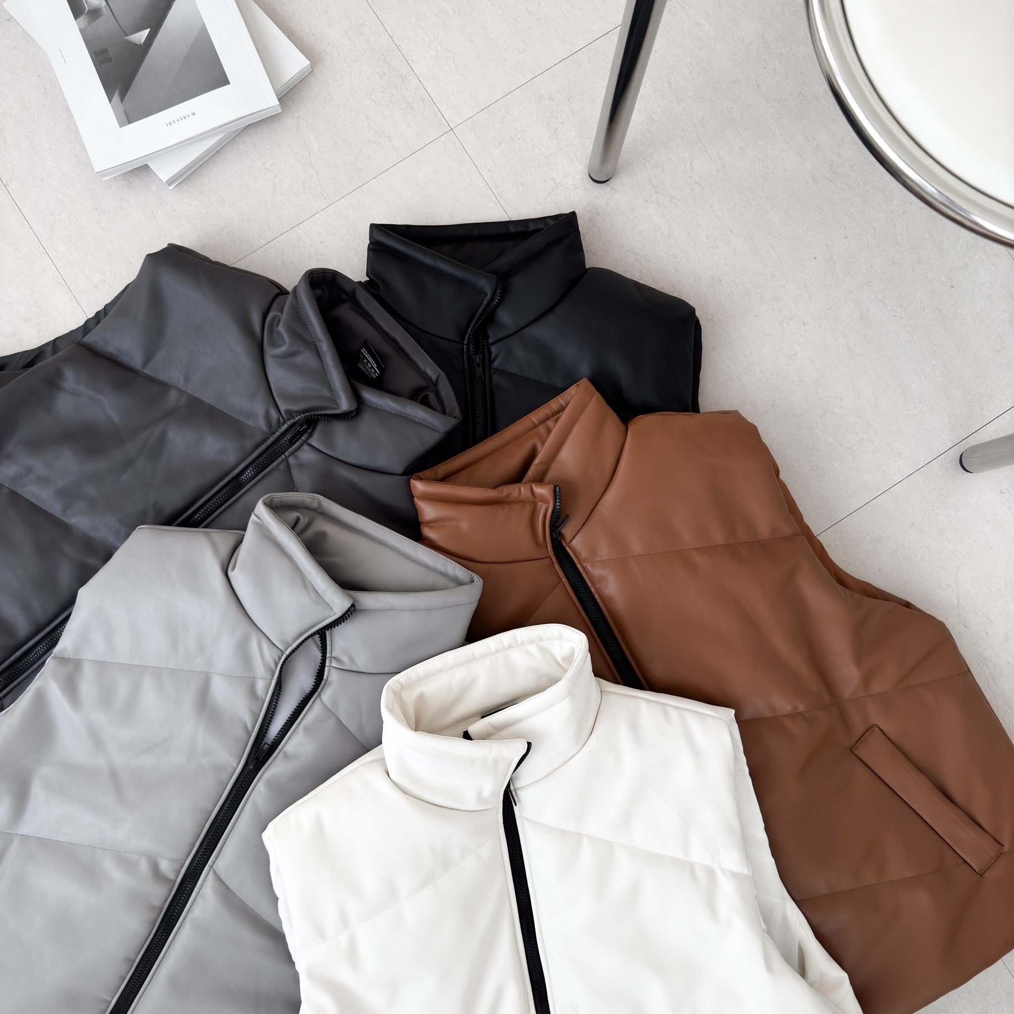 #C435 Fluffy Leather Vest