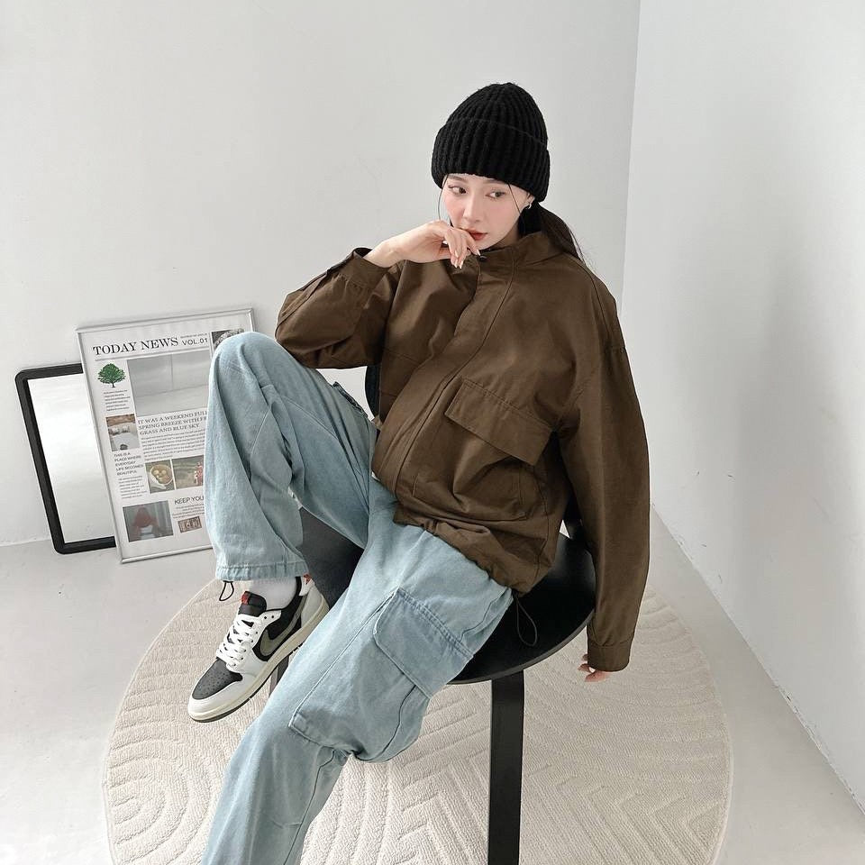 #C434 High-neck drawstring Jacket