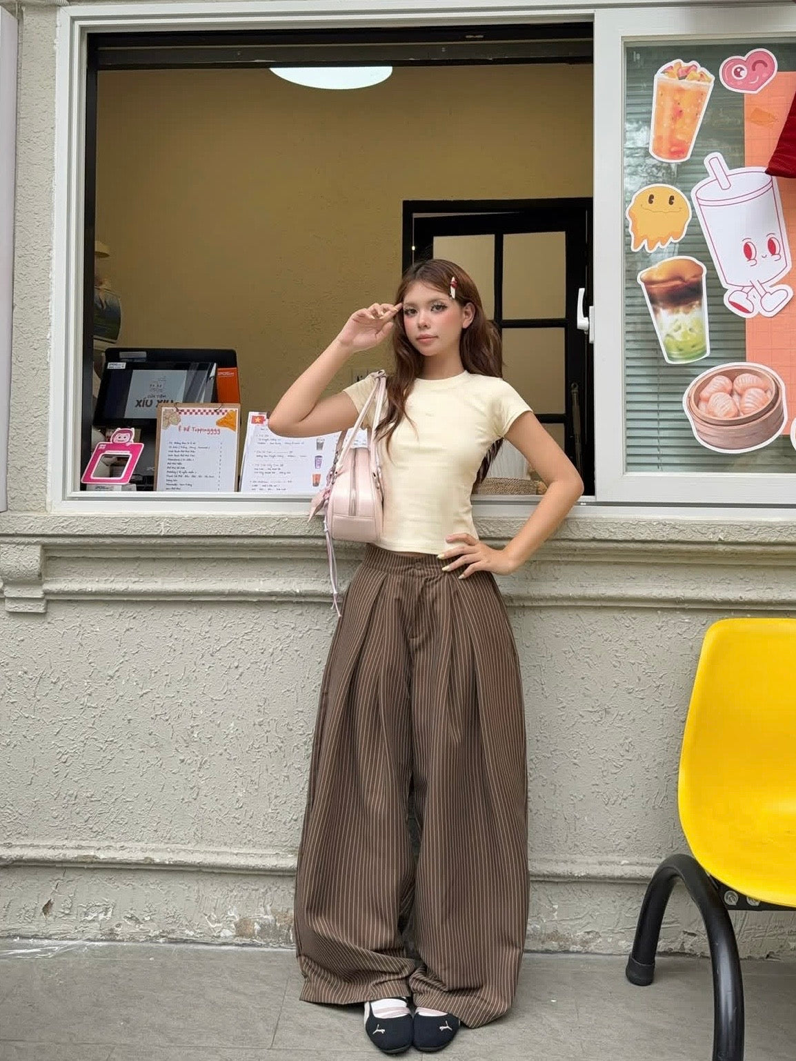 #VNOU01 Striped Wide Leg Pants