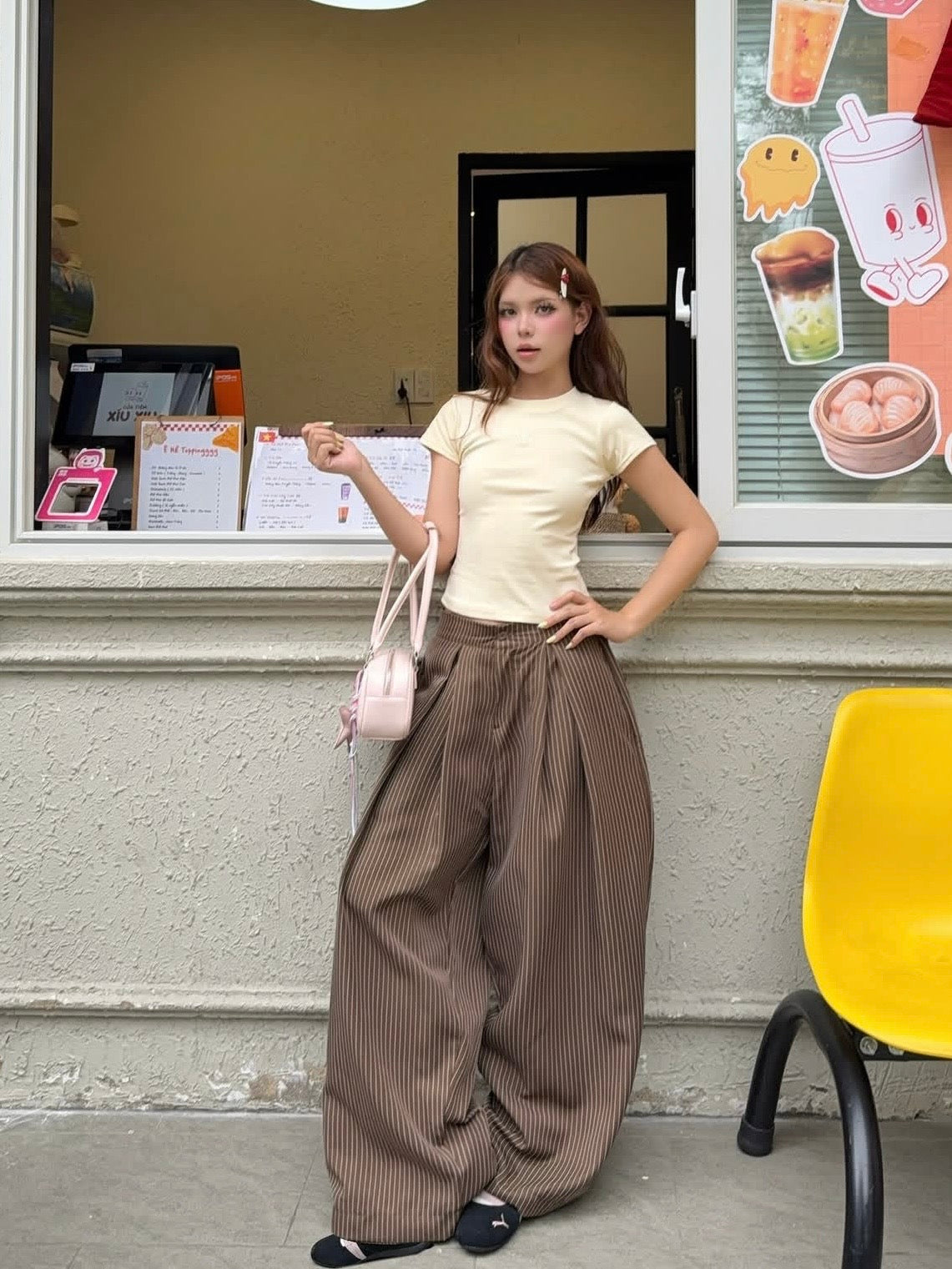 #VNOU01 Striped Wide Leg Pants