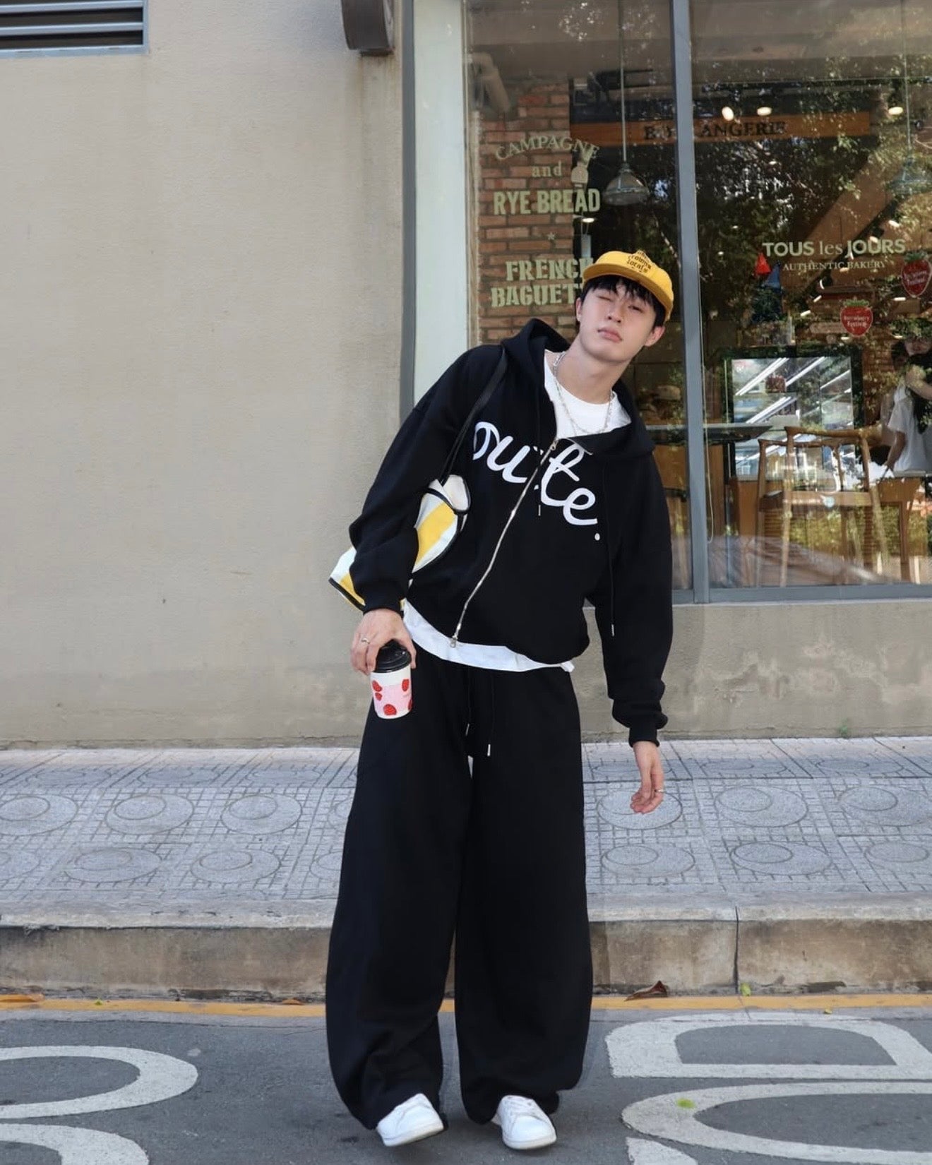 #VNOU04 Classic Double-Layer Fleece Wide-Leg Pants