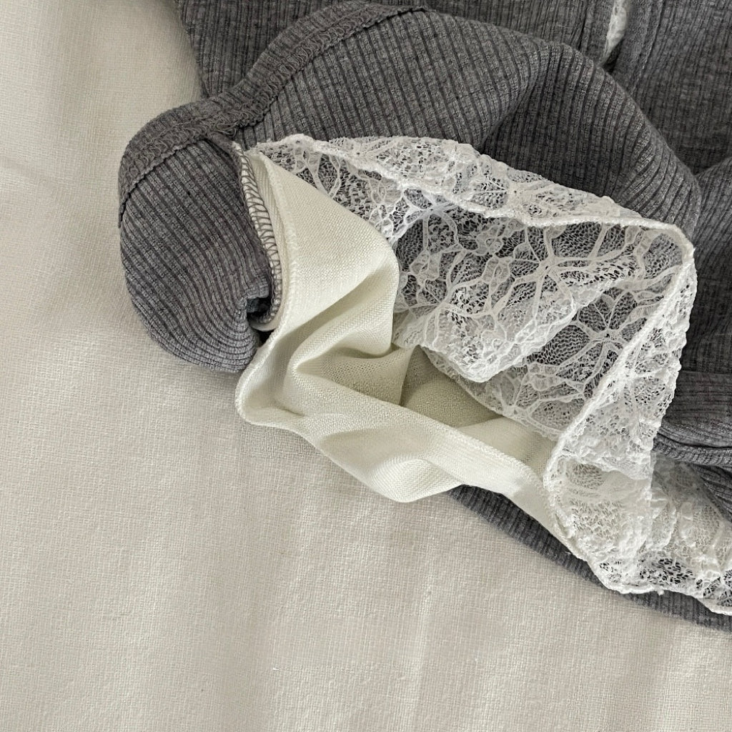 #MD72 Ribbon Lace Layered Top