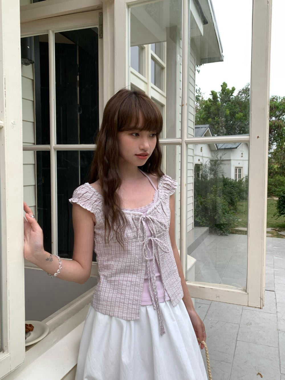 #MD77 Checkered Ballet Layered Top