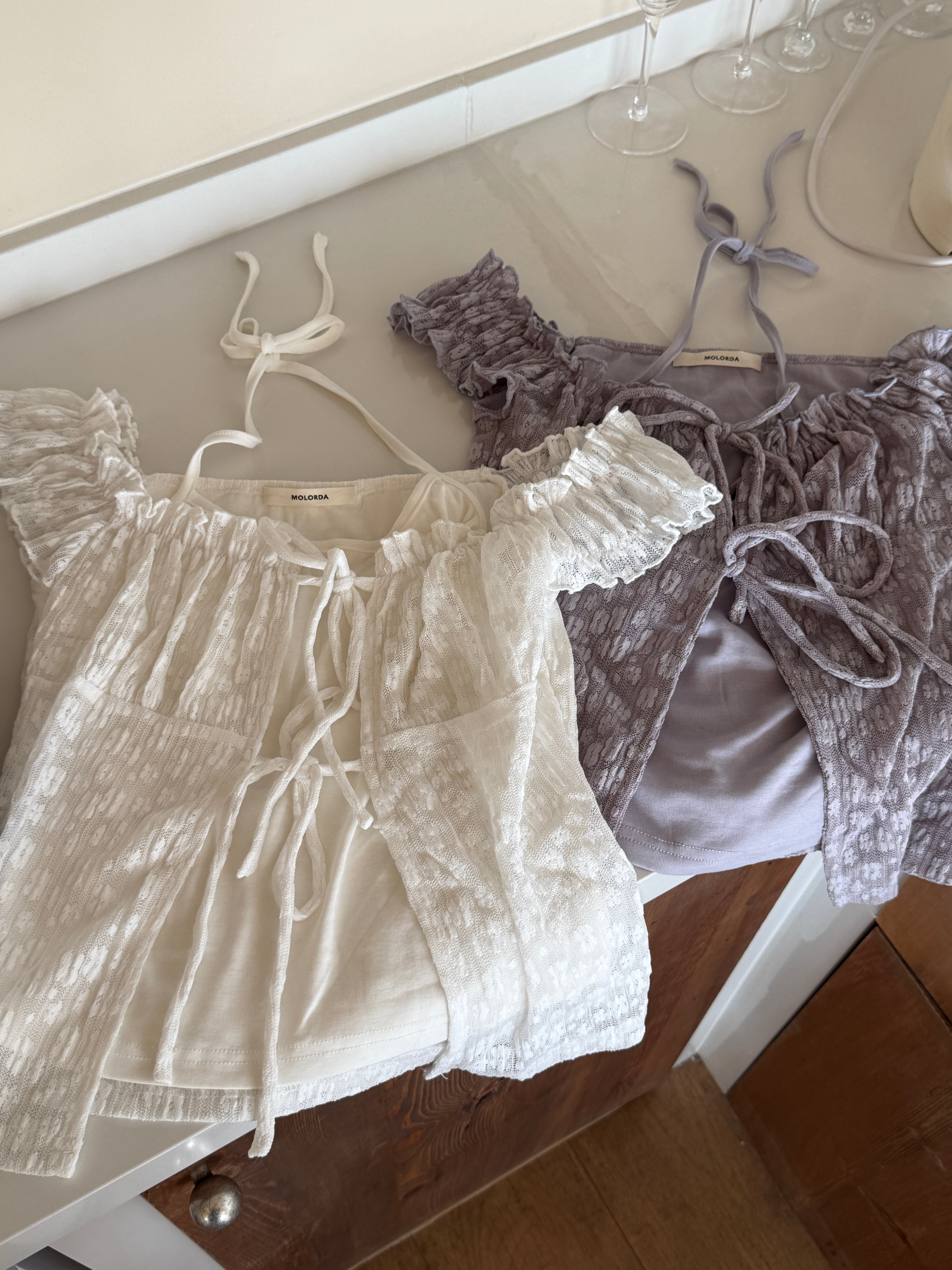 #MD68 Flower lace top set