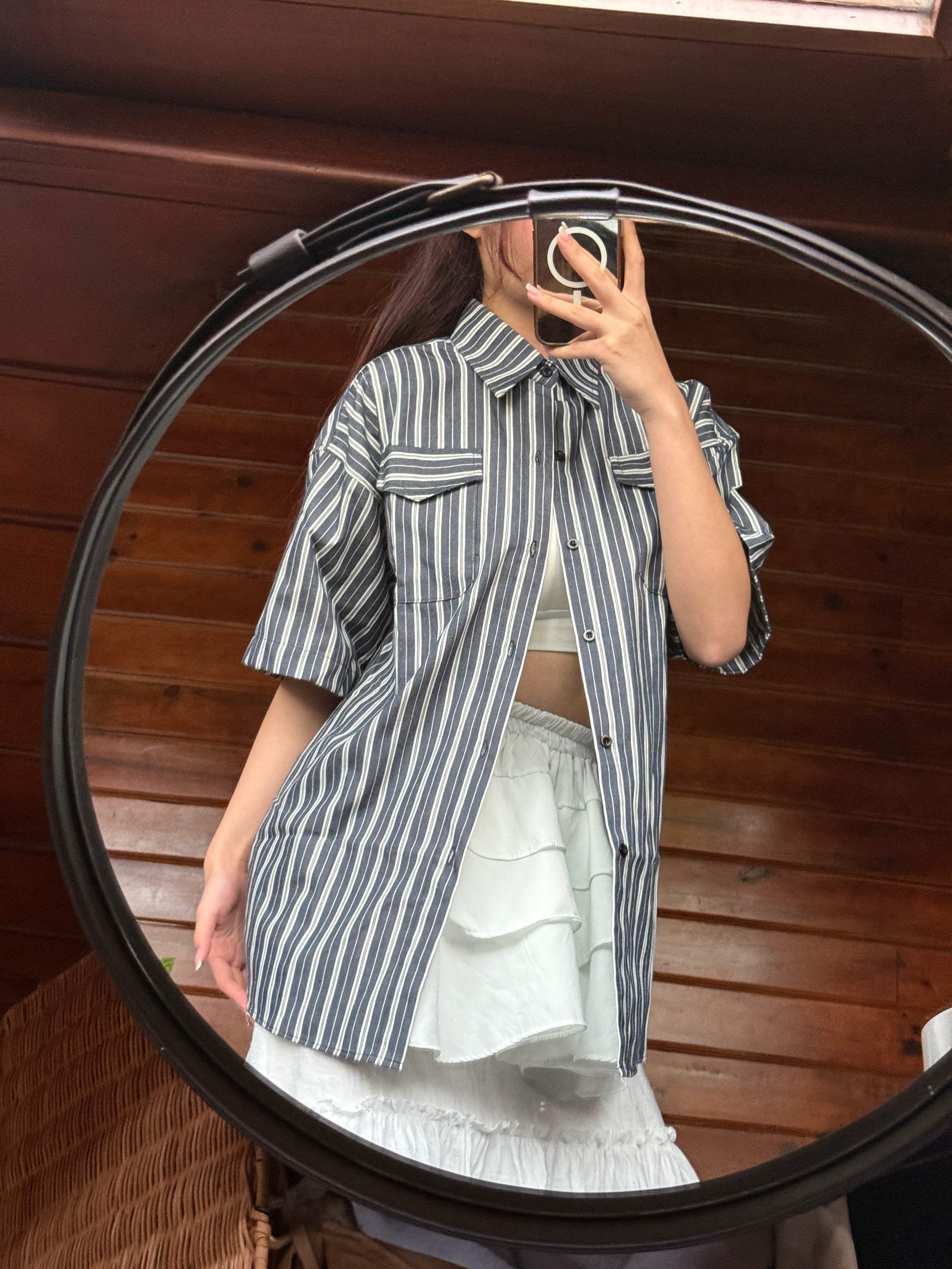 #VNDR02 越南製🇻🇳工裝重磅柔軟海軍藍襯衫