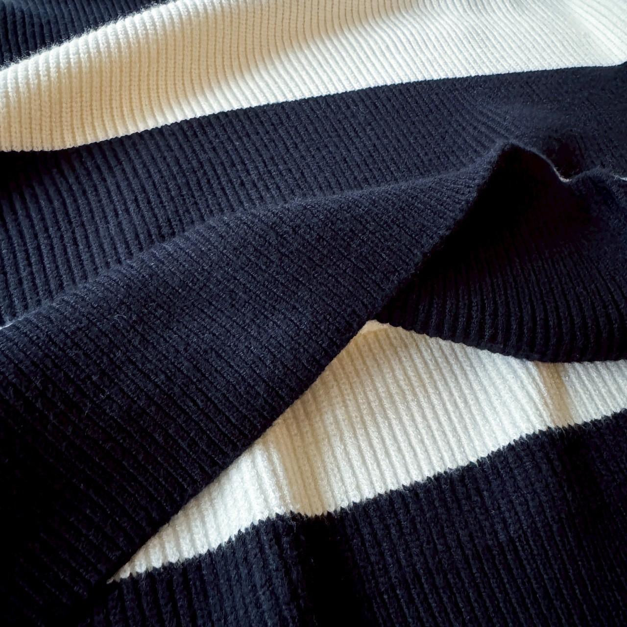 #C404 Stripe Hooded Knitting Top