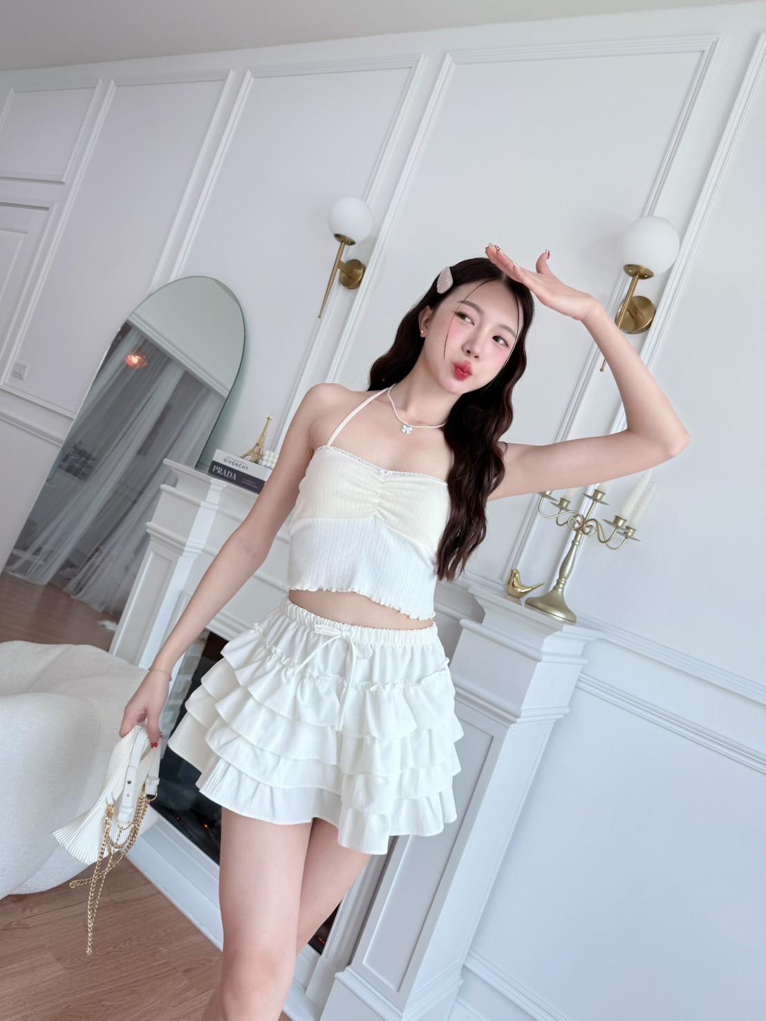 #THYU10 Color-block Halter Top