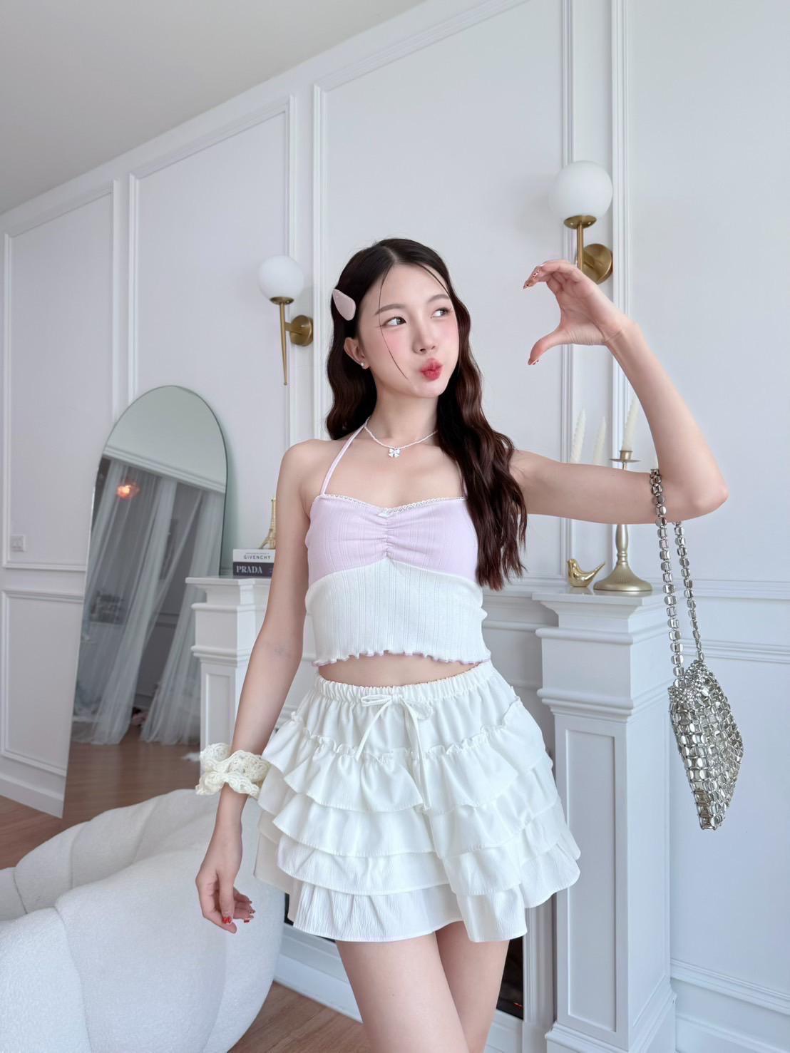 #THYU10 Color-block Halter Top