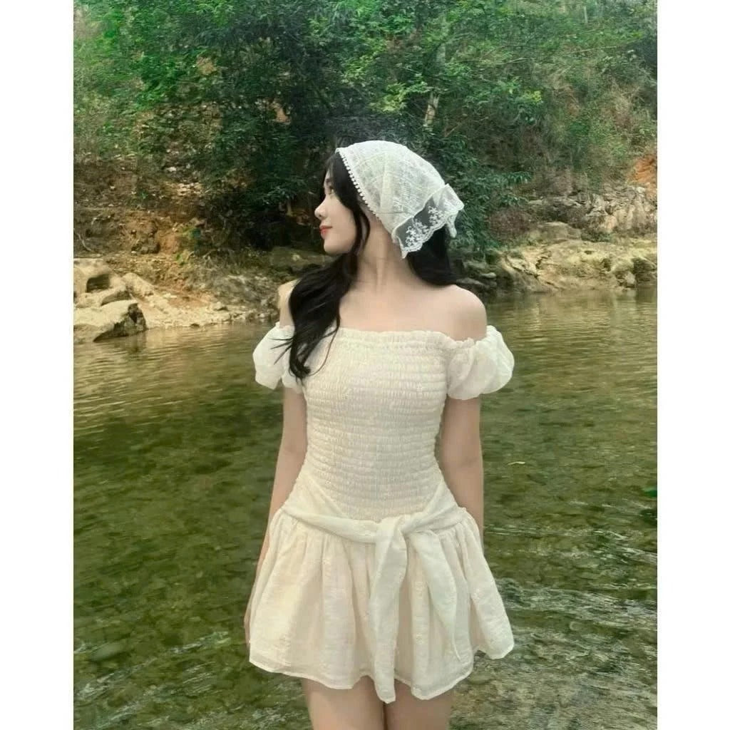 #VN8903 Elastic Maize Mini Dress