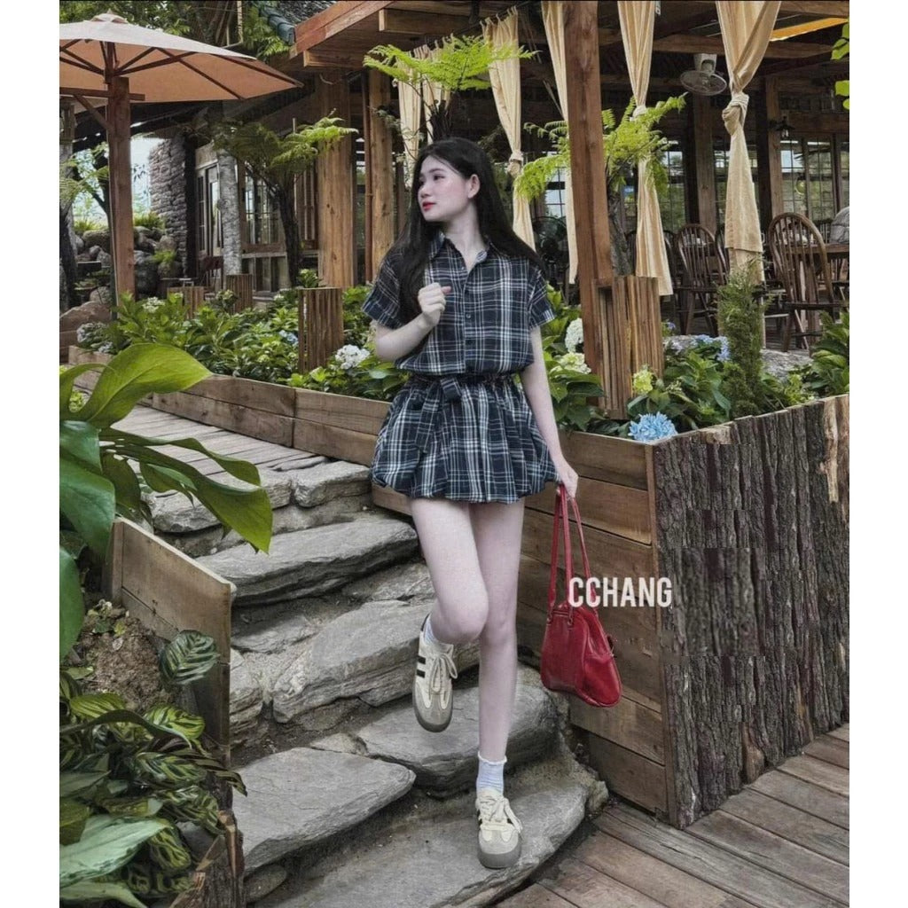 #VN8904 Plaid Cupcake Mini Dress