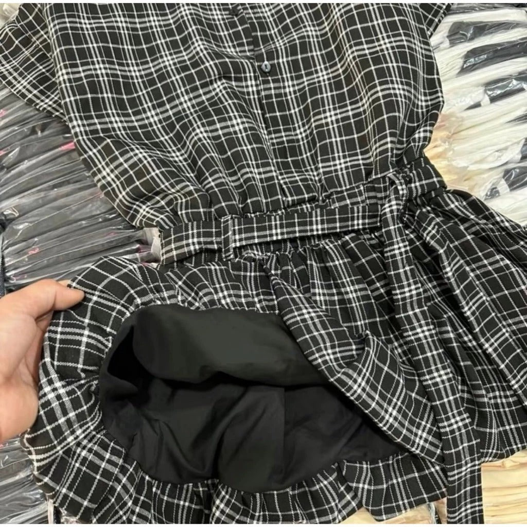 #VN8904 Plaid Cupcake Mini Dress