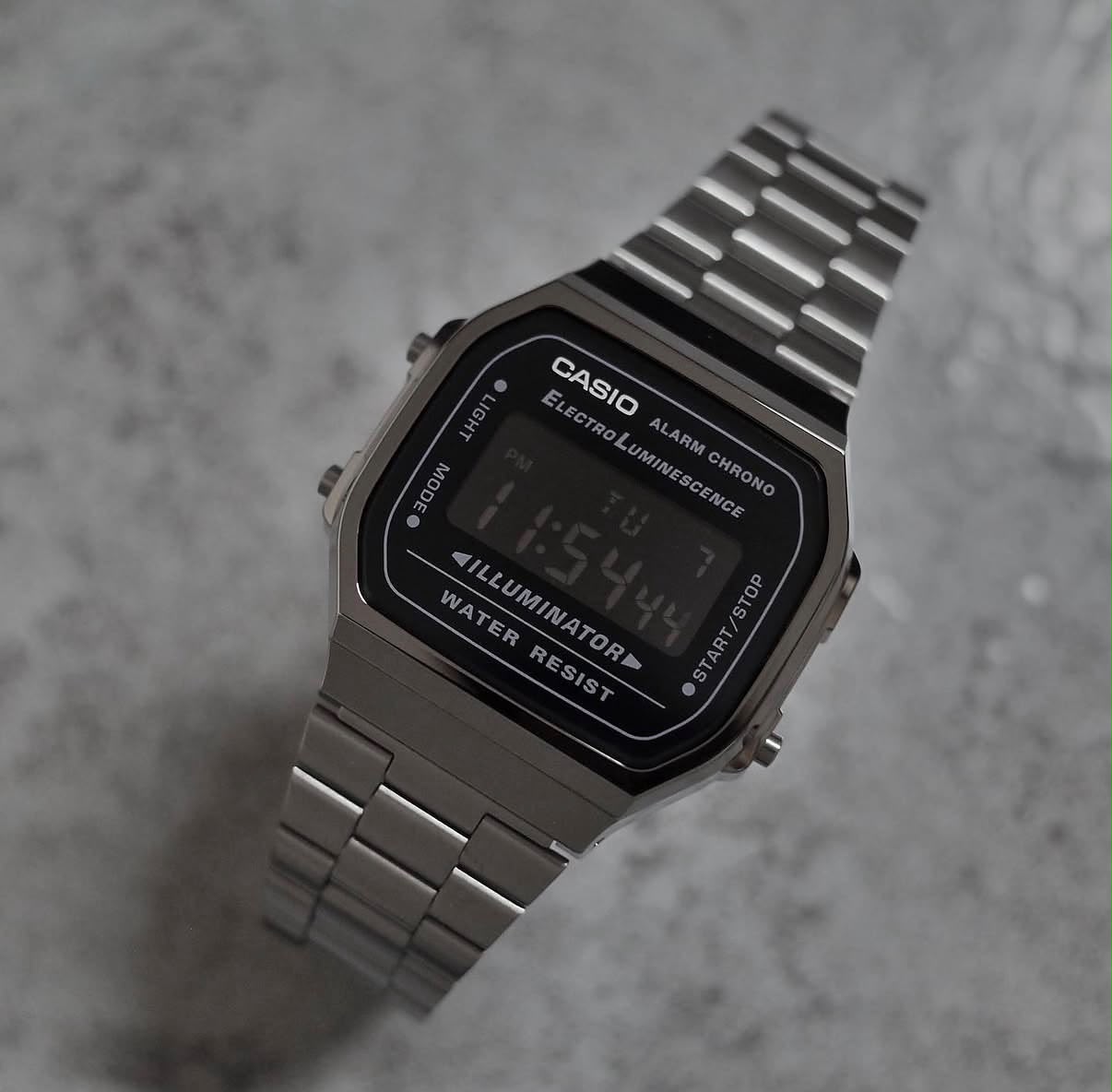 #CASIO02  Square Negative-Display Vintage Digital Watch (A168WGG)