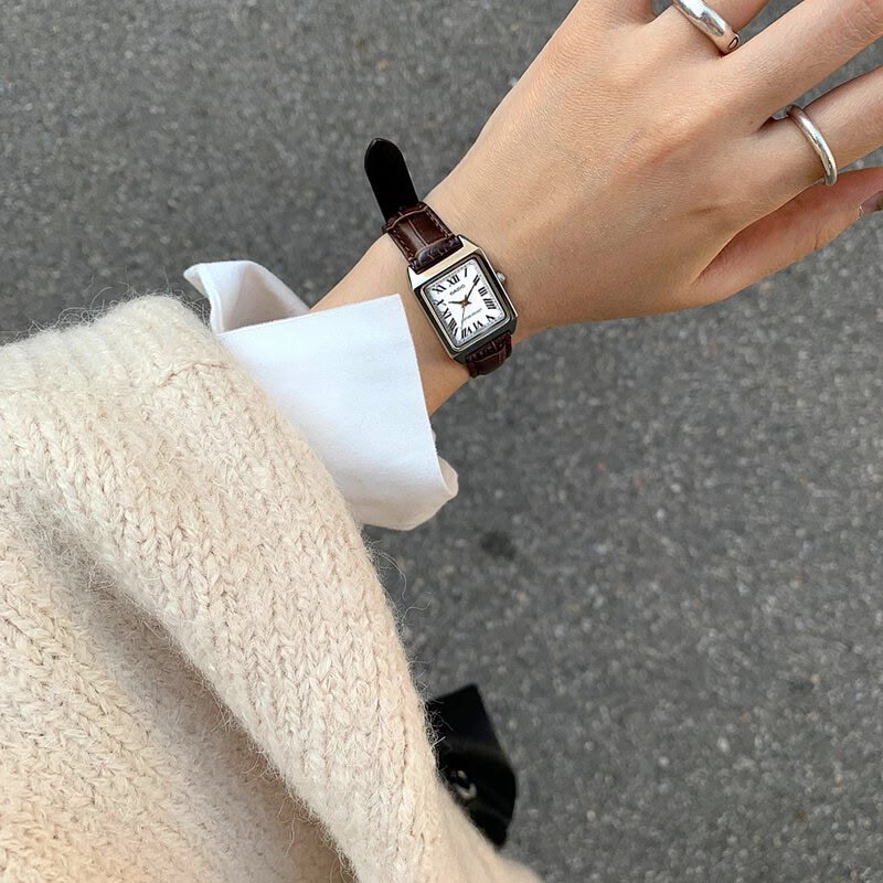 #CASIO05 Vintage Women's Small Square Leather Band Watch (LTP-V007L)