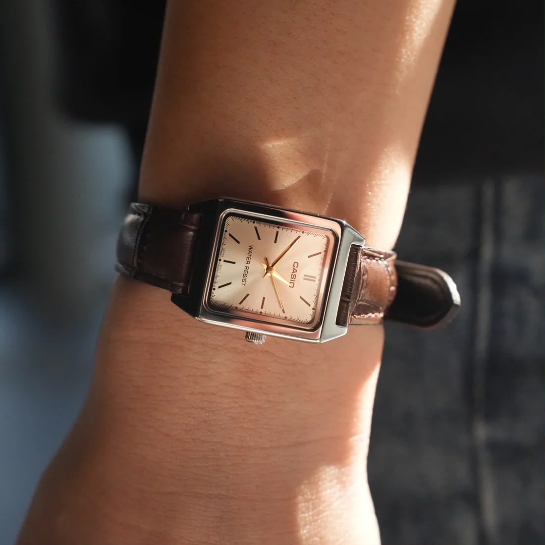 #CASIO05 Vintage Women's Small Square Leather Band Watch (LTP-V007L)