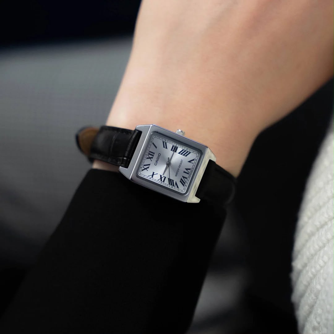 #CASIO05 Vintage Women's Small Square Leather Band Watch (LTP-V007L)