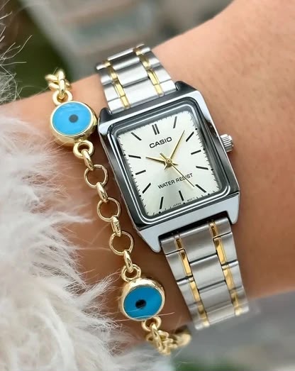 #CASIO07 Women's Rectangular Stainless Steel Watch (LTP-V007SG)