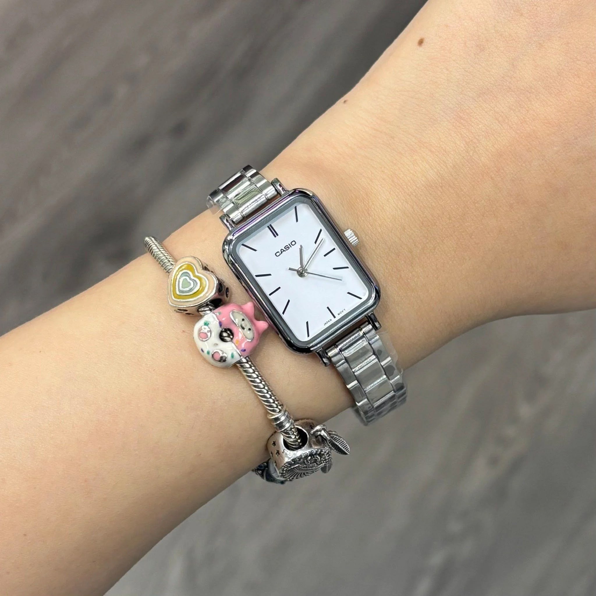 #CASIO08 21mm Women's Small Square Metal Band Watch (LTP-V009D)