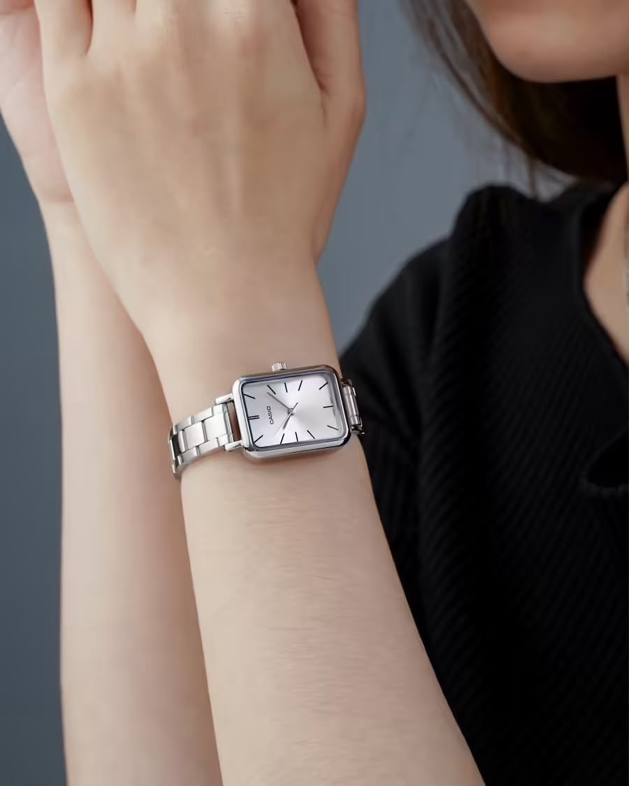 #CASIO08 21mm Women's Small Square Metal Band Watch (LTP-V009D)