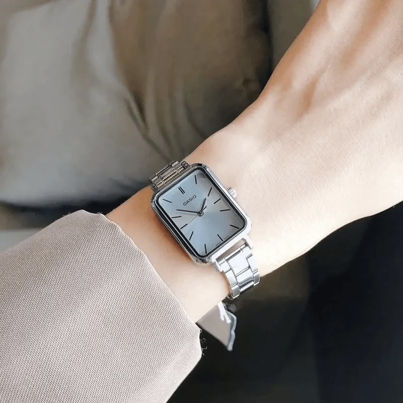 #CASIO08 21mm Women's Small Square Metal Band Watch (LTP-V009D)