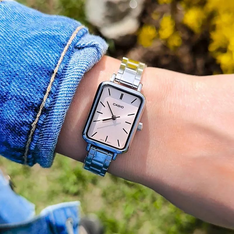 #CASIO08 21mm Women's Small Square Metal Band Watch (LTP-V009D)
