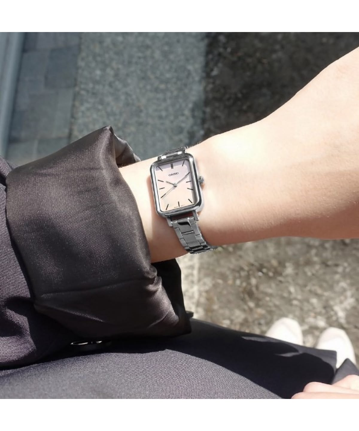 #CASIO08 21mm Women's Small Square Metal Band Watch (LTP-V009D)