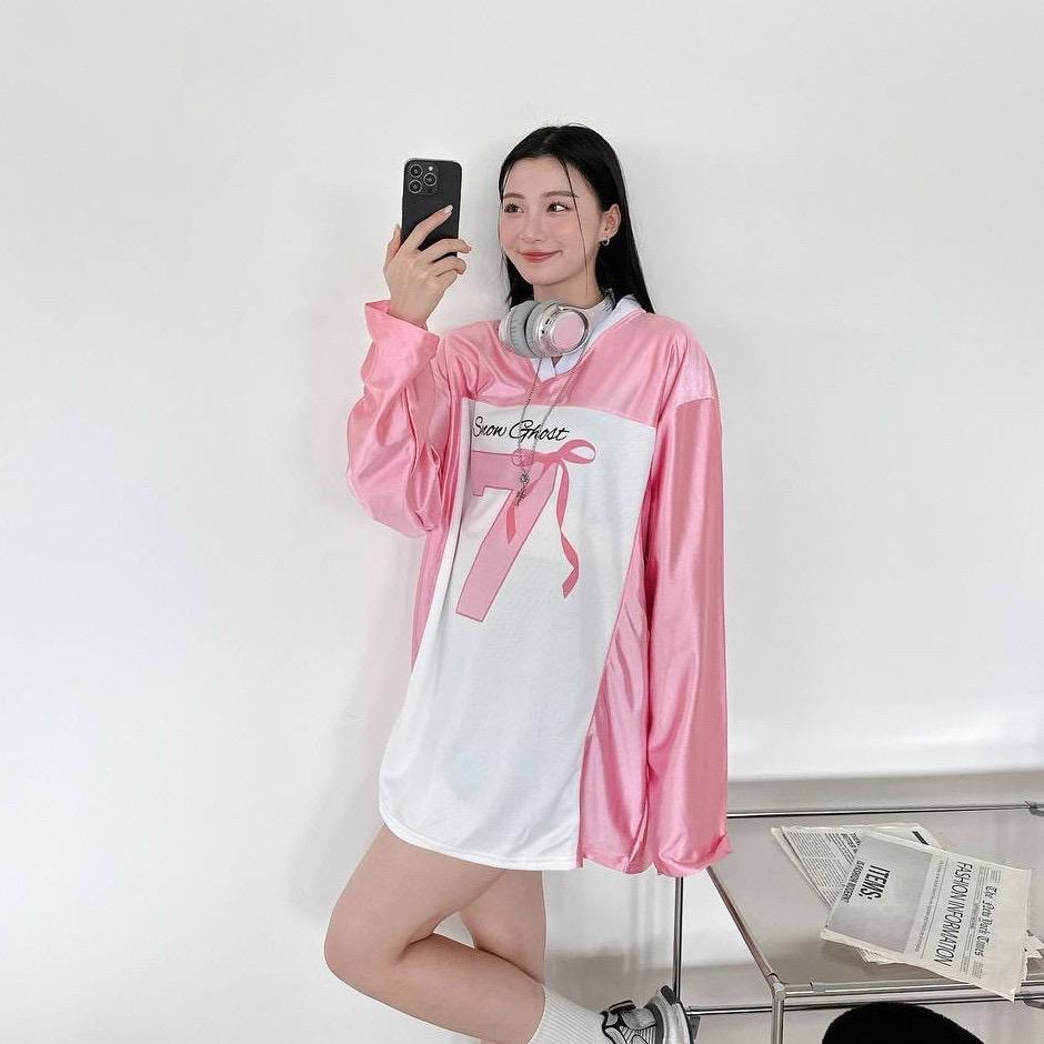 #C196 Glossy '7' Ribbon Long sleeves - Idiot Sandwich HK - 