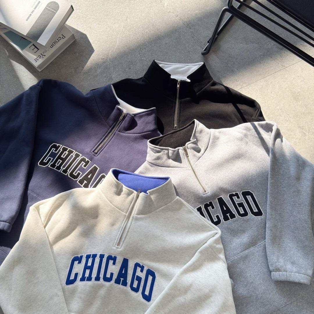 #C208 CHICAGO Lapel Zipper Sweatshirt - Idiot Sandwich HK - 