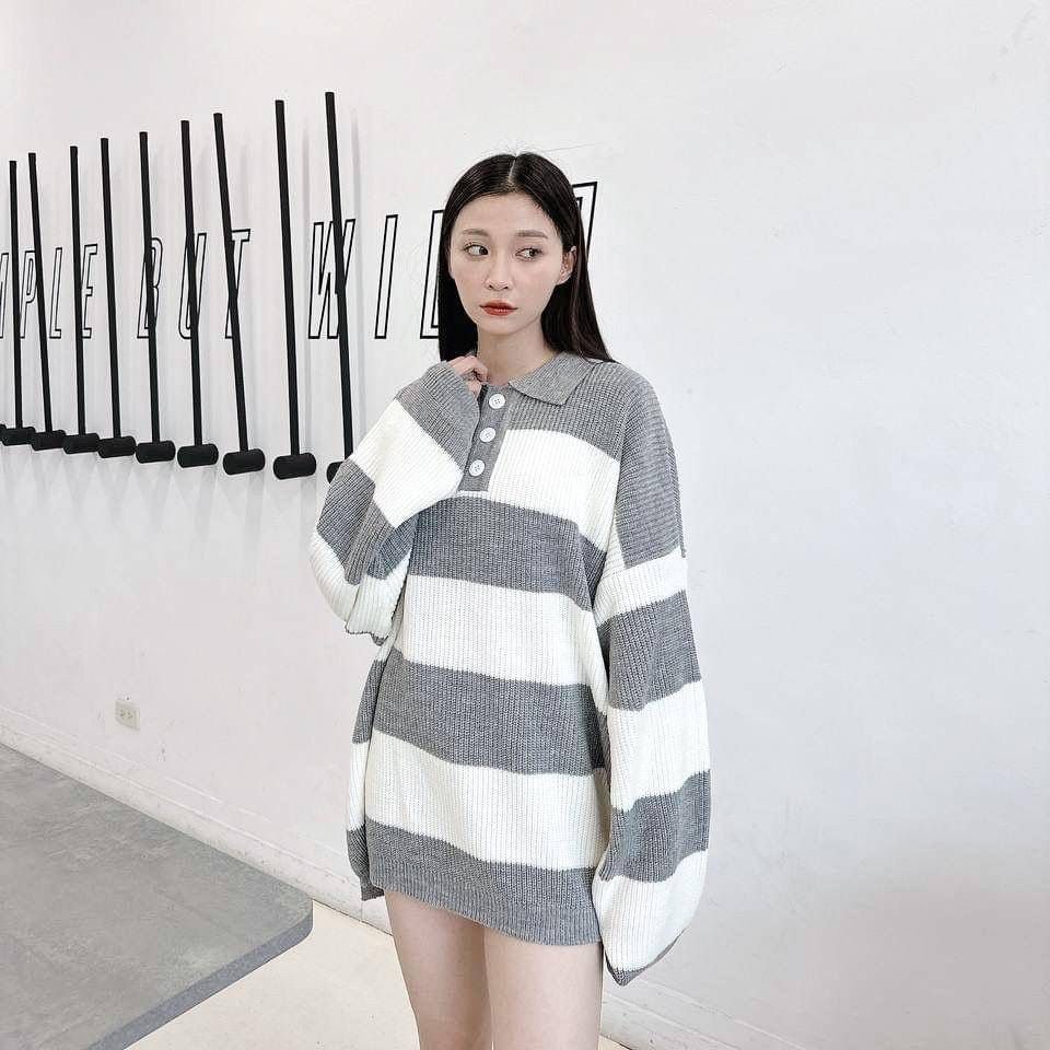 #C212 Striped Polo Sweater - Idiot Sandwich HK - 