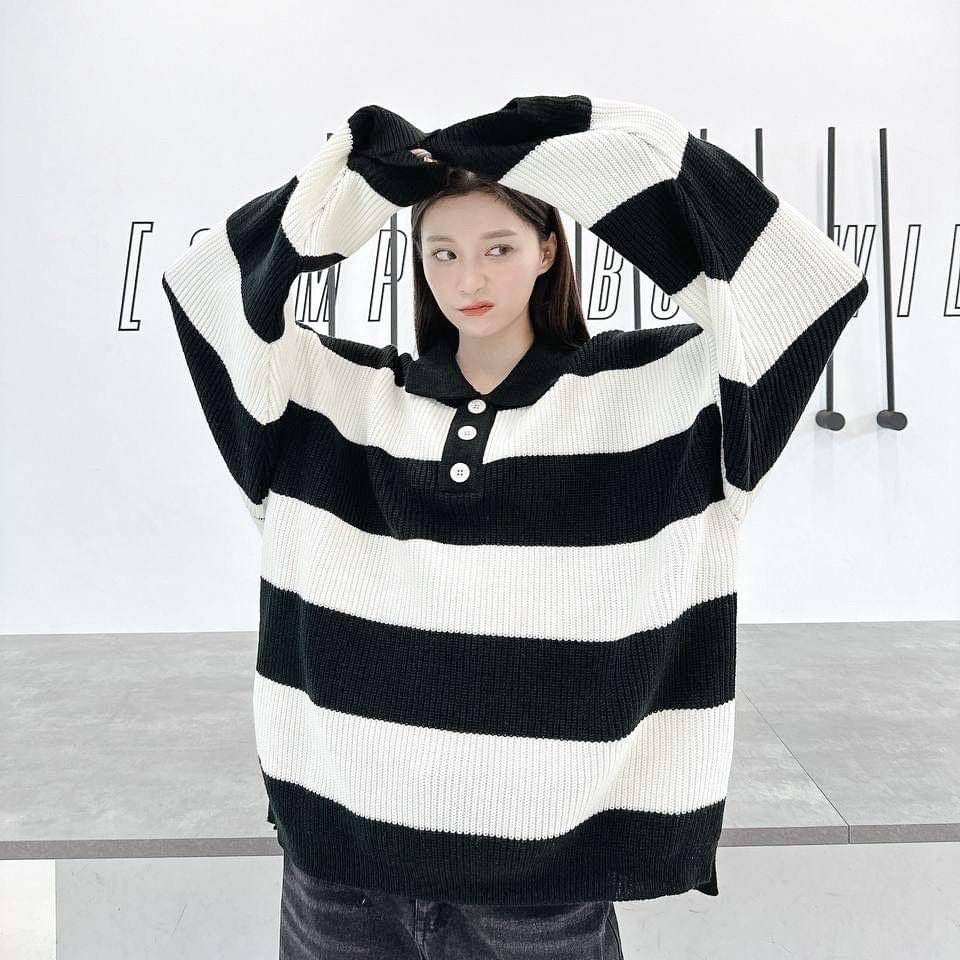 #C212 Striped Polo Sweater - Idiot Sandwich HK - 