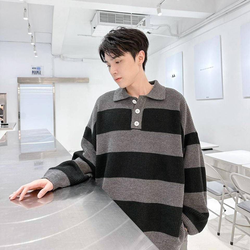 #C212 Striped Polo Sweater - Idiot Sandwich HK - 