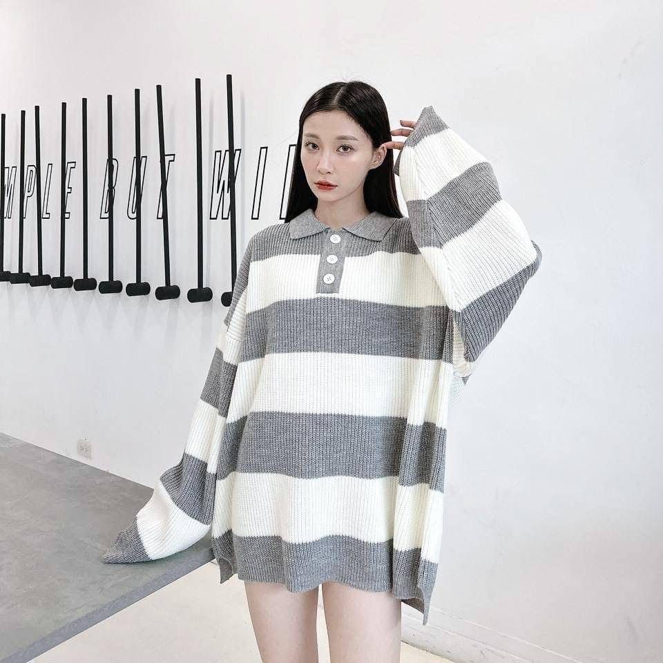 #C212 Striped Polo Sweater - Idiot Sandwich HK - 