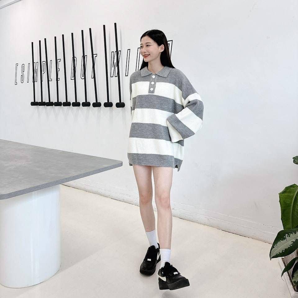 #C212 Striped Polo Sweater - Idiot Sandwich HK - 