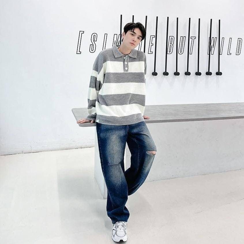 #C212 Striped Polo Sweater - Idiot Sandwich HK - 