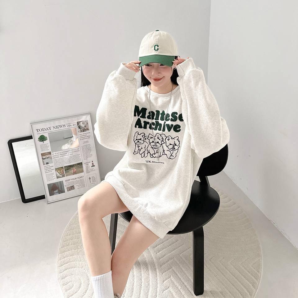 #C219 Embroidered Maltese Sweatshirt - Idiot Sandwich HK - 