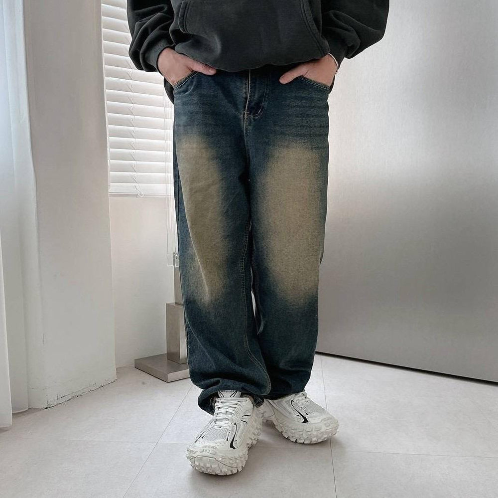 #C273 Blush Washed Over Denim Pants | Idiot Sandwich Apparel Limited
