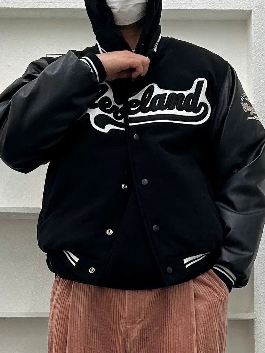 #C299 Wool and Leather Patchwork Baseball Jacket - Idiot Sandwich Apparel Limited - 