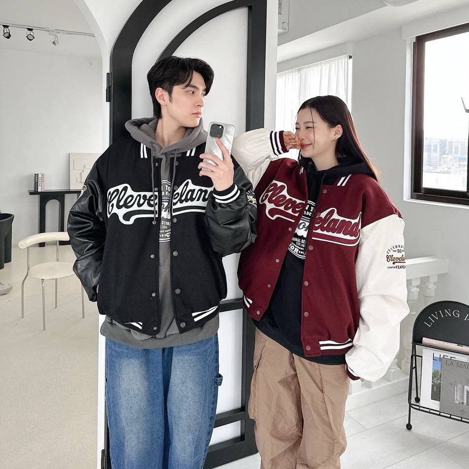 #C299 Wool and Leather Patchwork Baseball Jacket - Idiot Sandwich Apparel Limited - 