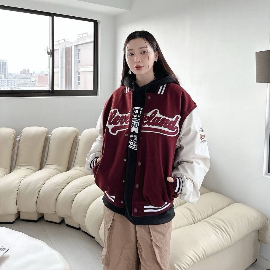 #C299 Wool and Leather Patchwork Baseball Jacket - Idiot Sandwich Apparel Limited - 