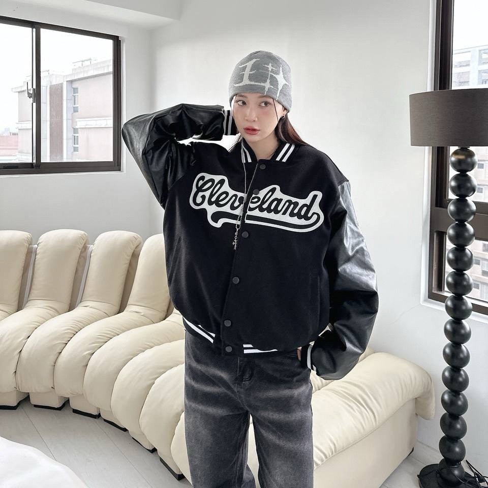 #C299 Wool and Leather Patchwork Baseball Jacket - Idiot Sandwich Apparel Limited - 