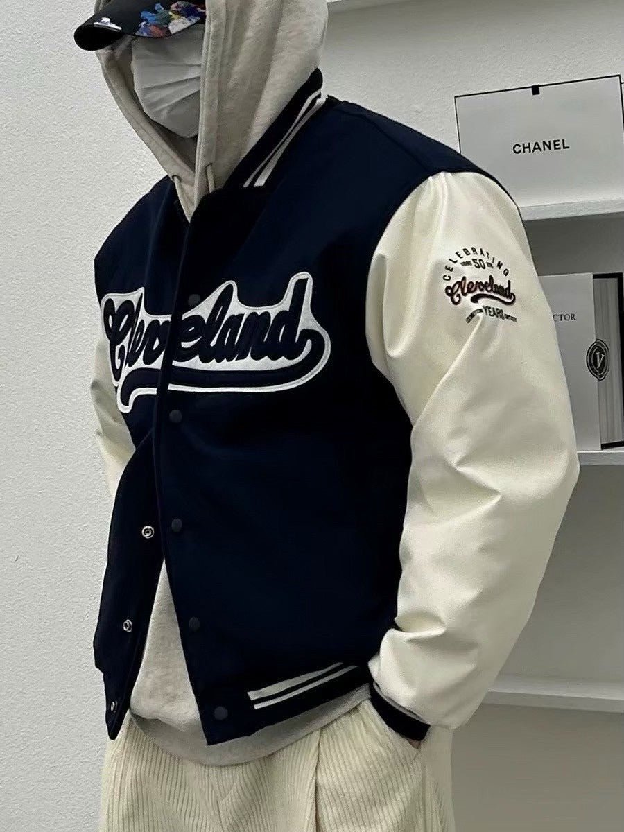 #C299 Wool and Leather Patchwork Baseball Jacket - Idiot Sandwich Apparel Limited - 