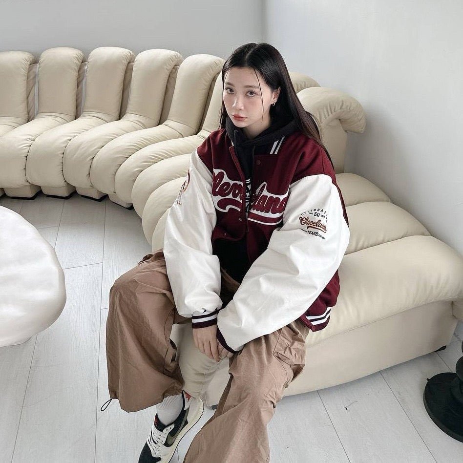 #C299 Wool and Leather Patchwork Baseball Jacket - Idiot Sandwich Apparel Limited - 