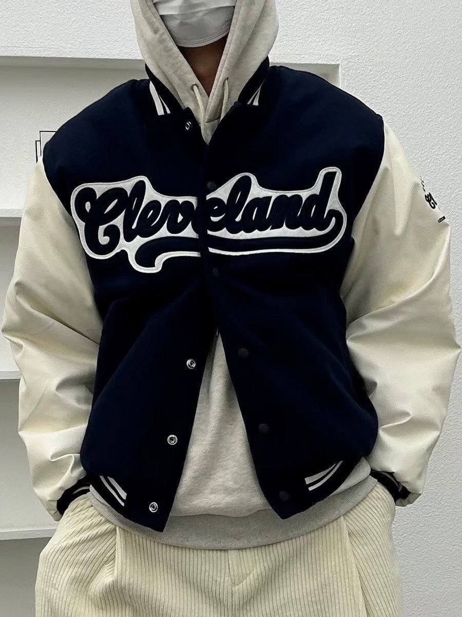 #C299 Wool and Leather Patchwork Baseball Jacket - Idiot Sandwich Apparel Limited - 