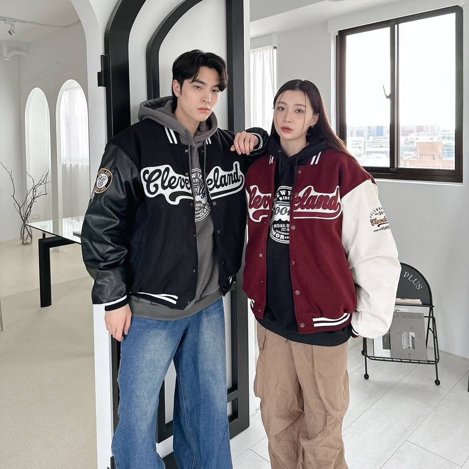 #C299 Wool and Leather Patchwork Baseball Jacket - Idiot Sandwich Apparel Limited - 