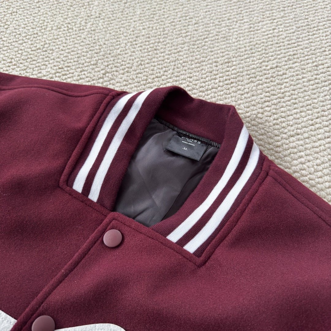 #C299 Wool and Leather Patchwork Baseball Jacket - Idiot Sandwich Apparel Limited - 