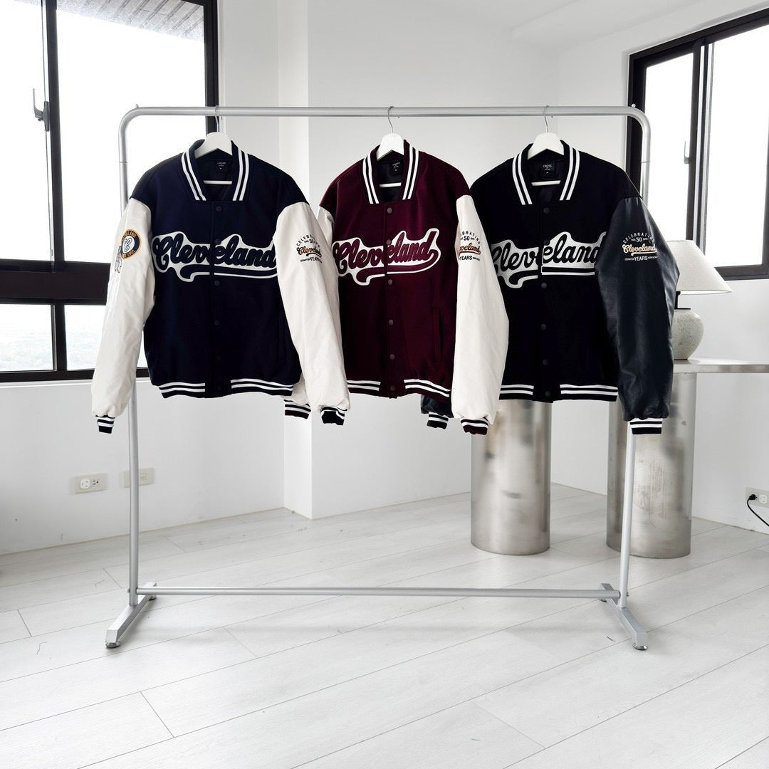 #C299 Wool and Leather Patchwork Baseball Jacket - Idiot Sandwich Apparel Limited - 