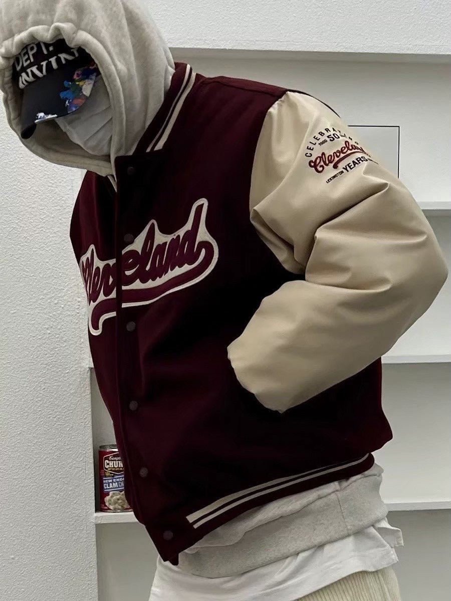 #C299 Wool and Leather Patchwork Baseball Jacket - Idiot Sandwich Apparel Limited - 
