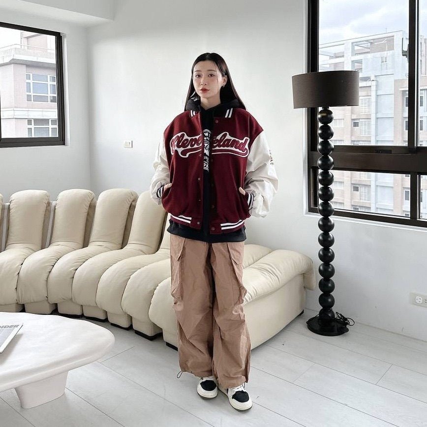 #C299 Wool and Leather Patchwork Baseball Jacket - Idiot Sandwich Apparel Limited - 