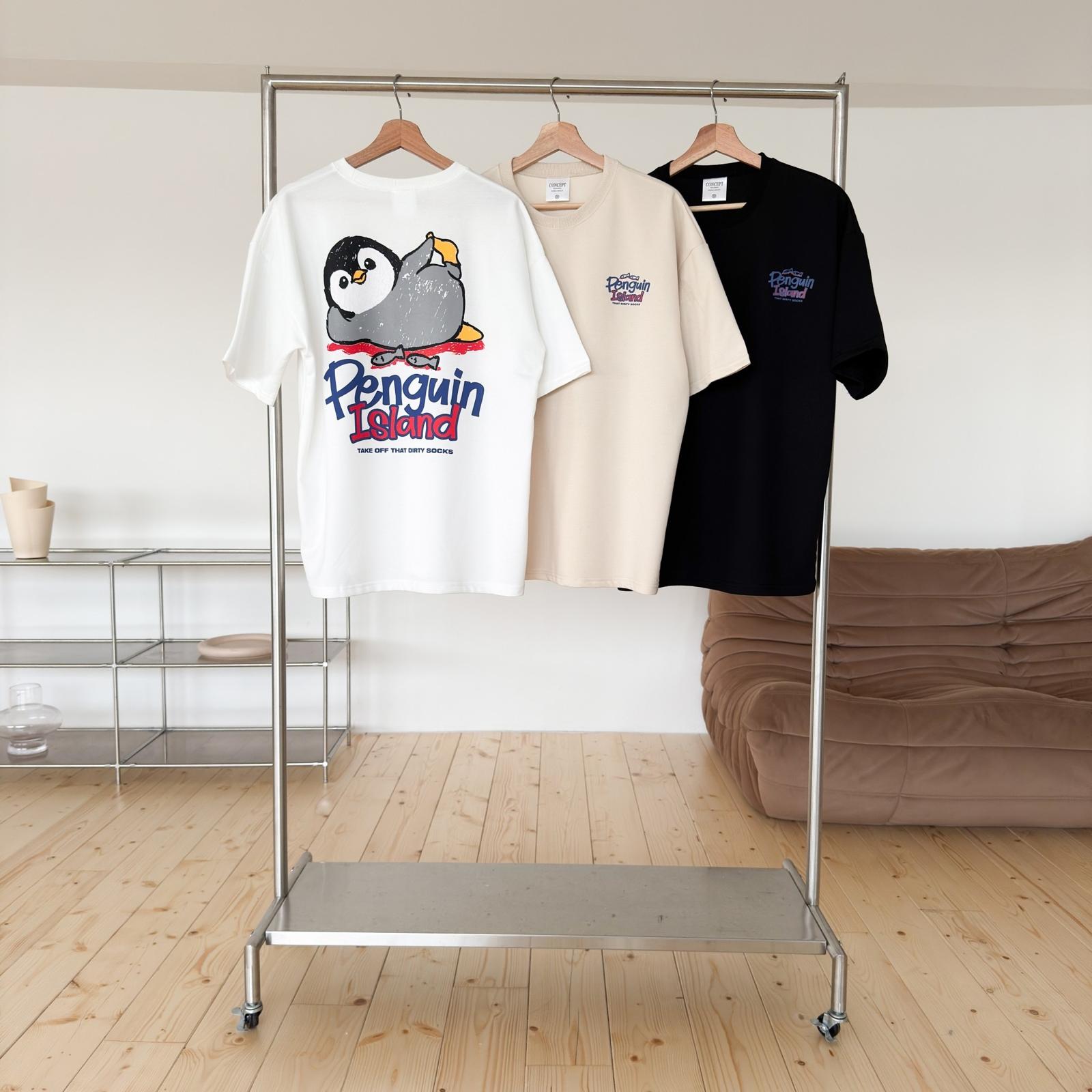 #C334 Penguin Island T-shirt - Idiot Sandwich Apparel Limited - 